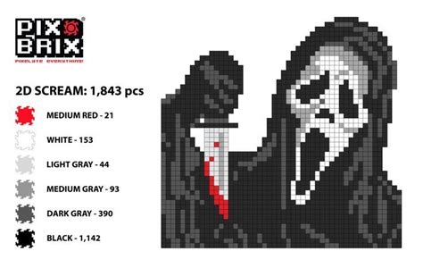 Scream Mask 2d Pix Brix Instructions In 2022 Pixel Art Pixel Art