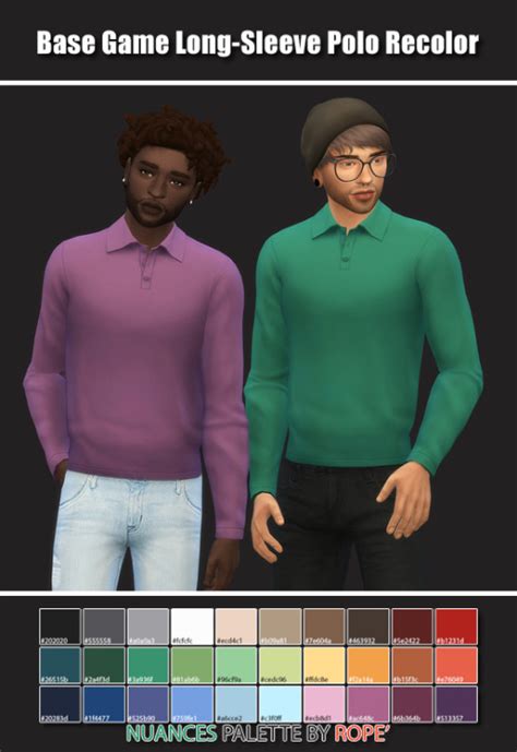 Base Game Long Sleeve Polo Recolor At Maimouth Sims4 Sims 4 Updates