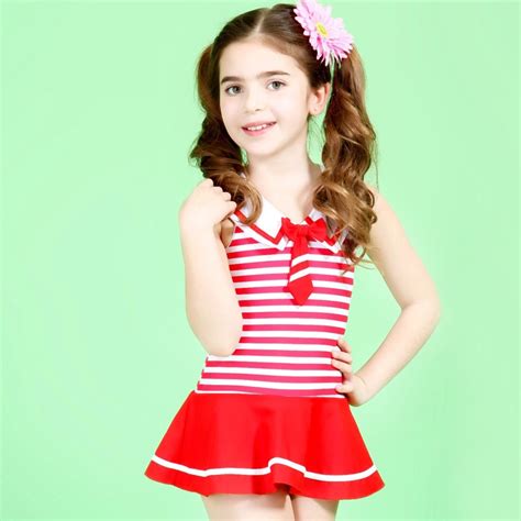 Lovely Uk Style Navy Stripes Girls Swimwear Cute Baby Girl One Piece