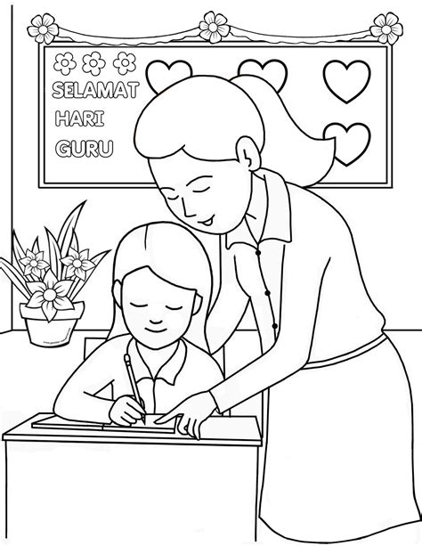 Sketsa Gambar Tema Hari Ibu Mewarnai Gambar Hari Guru Cari