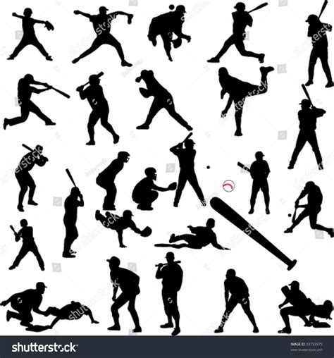 Baseball Silhouettes Vector Stock Vector 33733975 - Shutterstock