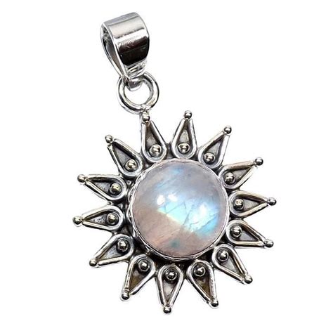 Sterling Silver Rainbow Moonstone Necklace Sterling Silver Pendants