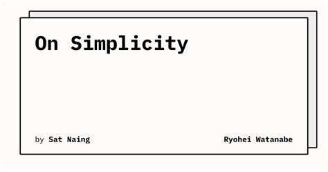 On Simplicity