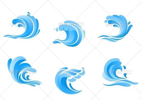 Set Of Blue Sea Waves Sea Waves Abstract Waves Waves Vector