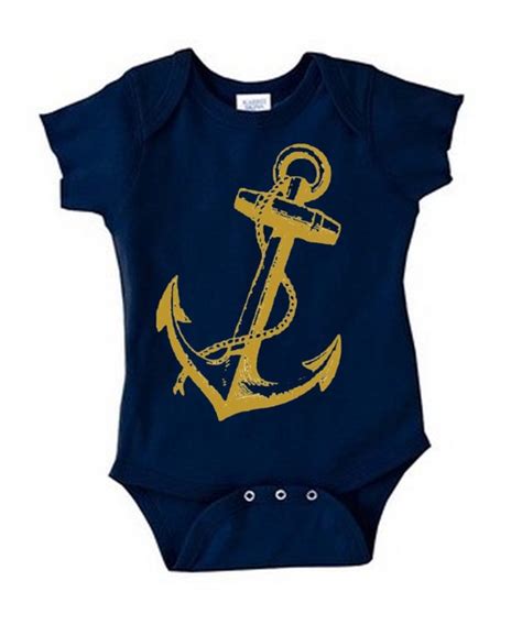 Infant Onesie Navy Blue Nautical Anchor Gold Screen