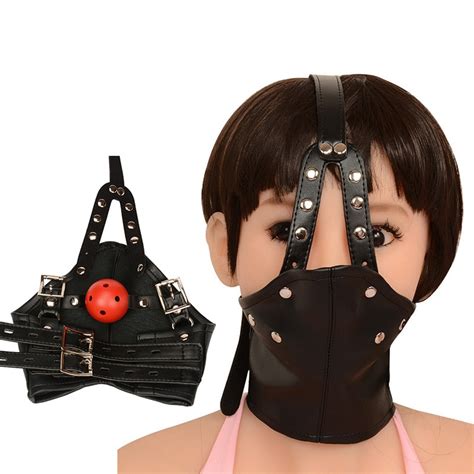 SM Head Harnesses Bondage Straps Mask Black PU Leather Bondage Hood For