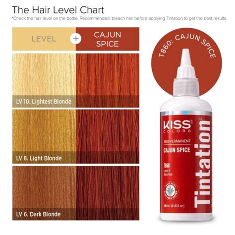 Kiss Tintation Semi Permanent Hair Color 5 Oz Cajun Spice T860 Level 6