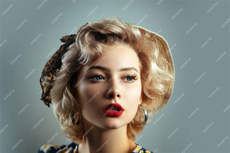 premium photo pin up girl vintage beautiful woman pin up style portrait in retro makeup red