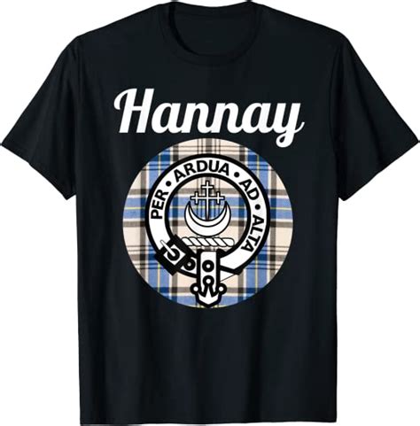 Hannay Clan Scottish Name Coat Of Arms Tartan T Shirt Uk
