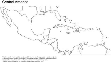 Central America Printable Outline Map No Names Royalty Free Cc