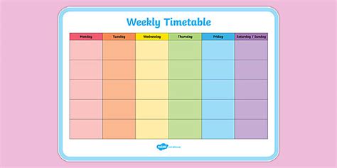 Weekly Timetable Template Teacher Made Twinkl