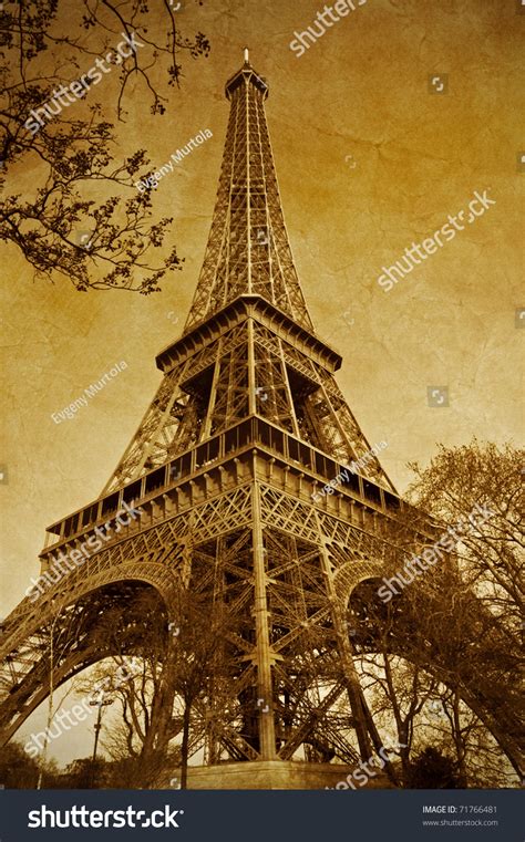Vintage Eiffel Tower Paris France Stock Photo 71766481