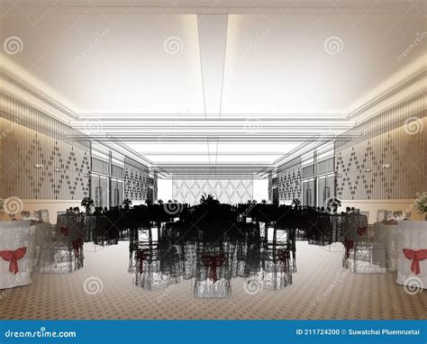 Banquet Hall Design 3d Stock Illustration Illustration Of Dining
