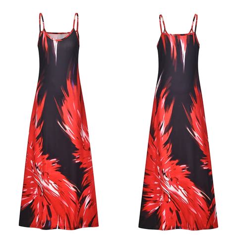 Casual Women Sexy Robe Summer 2021 Sleeveless V Neck Printed Long Dress Maxi Dress Big Swing