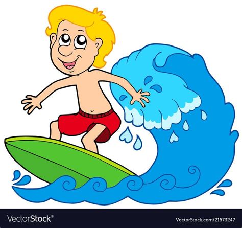 Cartoon Surfer Boy Royalty Free Vector Image Vectorstock Surfer