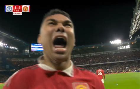 Casemiro Screams In Celebration In Front Of Manchester United Fans After Earning Late Point To