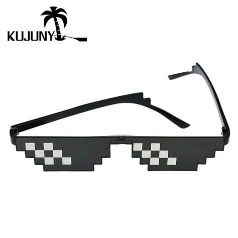Kujuny Deal With It Thug Life Sunglasses Small Frame Mosaic Coded Pixel Sun Glasses8 Bits