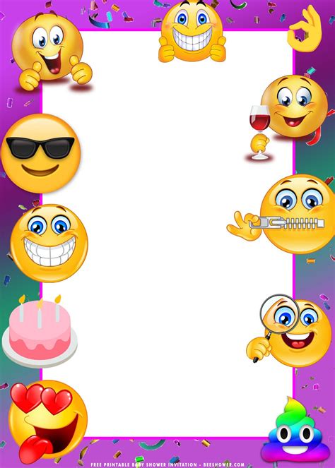 Free Printable Emoji B-day Invites Cell Phone