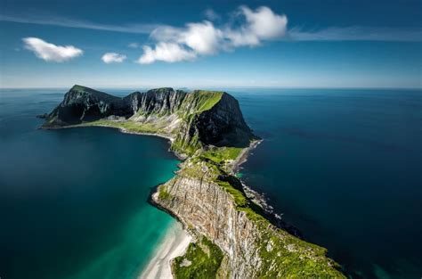 An Aerial View Of The Southern End Of Værøy One Of Norways Lofoten