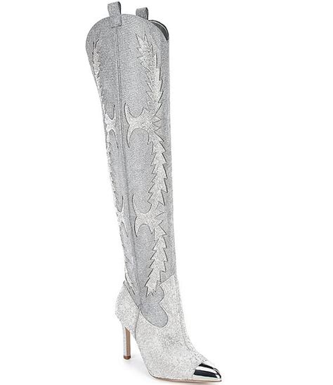 Gianni Bini Katyanna Over The Knee Rhinestone Embellished Western Dress Boots Dillards