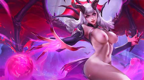 Rule 34 Alice Mobile Legends Demon Girl Demon Horns Demon Wings Large Breasts Looking At