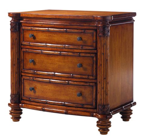 A delightful blend of island inspired materials and textures, this bed features a leather wrapped rattan headboard and footboard. Tommy Bahama Island Estate Barbados Nightstand