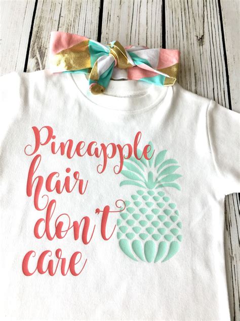 Pineapple Hair Dont Care Coral And Mint Onesie Or Tee