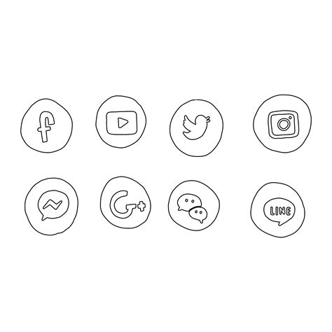 Hand Drawn Social Media Icons Vector Art Icons And Graphics For Free