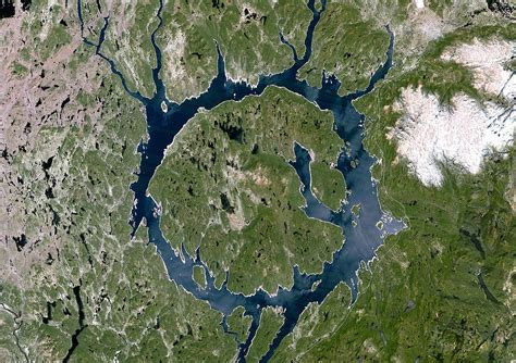 Manicouagan Crater Satellite Image Photograph By Planetobserver Pixels