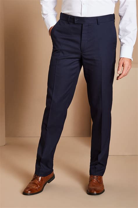 Contemporary Mens Flat Front Modern Fit Trousers Navy Simon Jersey