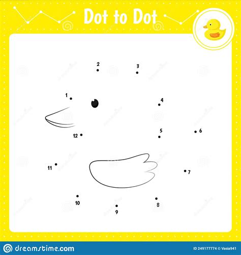 Connect The Dots Duck Bird Dot To Dot Educational Game Stock Vector Illustration Of Number