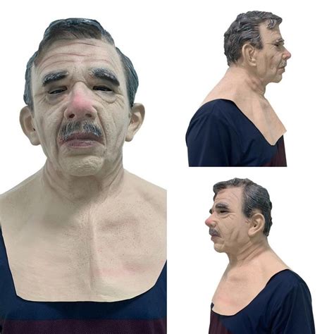 Halloween Realist Mask Creepy Wrinkle Old Man Latex Scary Full Head Man Woman Horror Funny