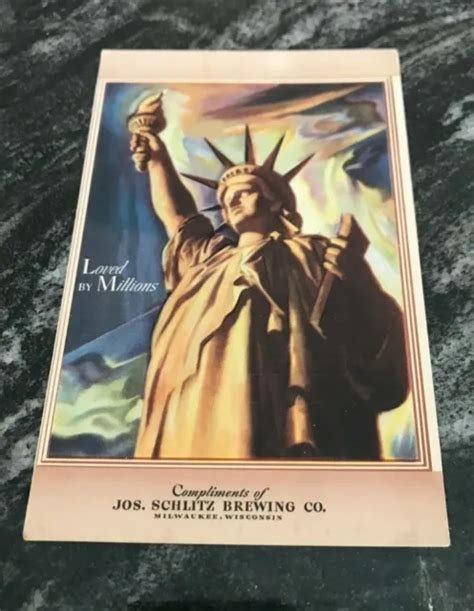 Vintage Schlitz Beer Brewing Co Statue Of Liberty Postcard Milwaukee