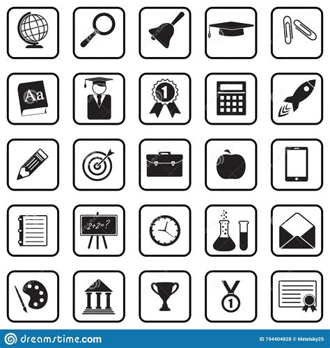 School And Education Icon Set Teaching And Learning Symbols Vector