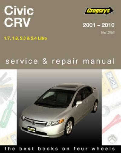 Honda Civic Crv 2001 2010 Gregorys Service Repair Manual Workshop Car