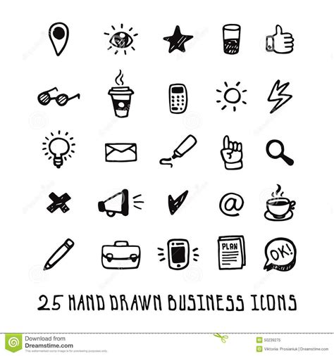 Black Doodle Hand Drawn Business Icons Set How To Draw Hands