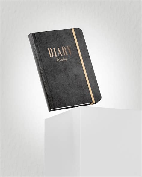 Premium Psd Black Luxury Leather Diary Logo Product Mockup On White