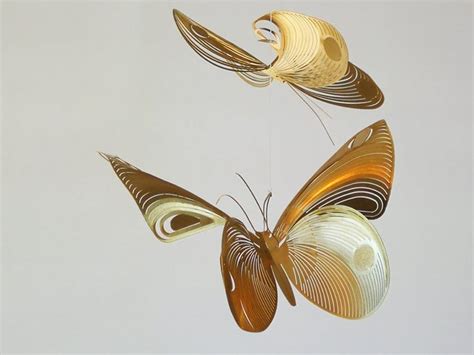 Butterfly Mobile Of Brass Butterfly Art 4 Or 6 Piece Kinetic