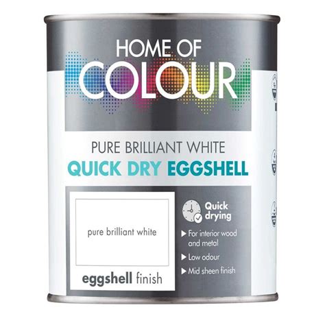 Find Home Of Colour Pure Brilliant White Eggshell Paint 750ml At