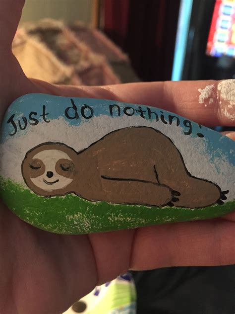 Pin By Danielle Noll On Sloth Animal Painted Rocks Pebble Painting