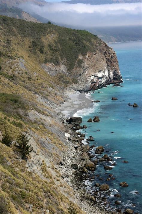View Of The Rugged Cliffs Of Lucia Along The Big Sur Coastline Ca