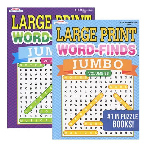 48 Pieces Kappa Jumbo Large Print Word Finds Puzzle Book Crosswords