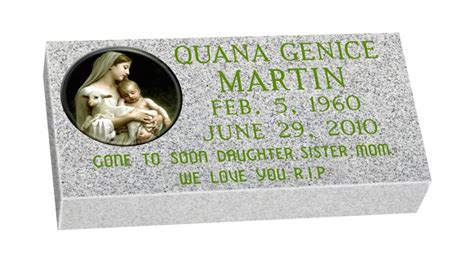 Mf01 Flat Single Color Grave Marker Headstone 24x12x4 With 6x12