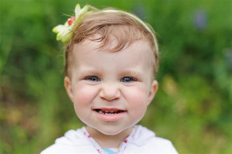 Portrait Of Smiling Girl Stock Photo Image Of Baby Green 41088006