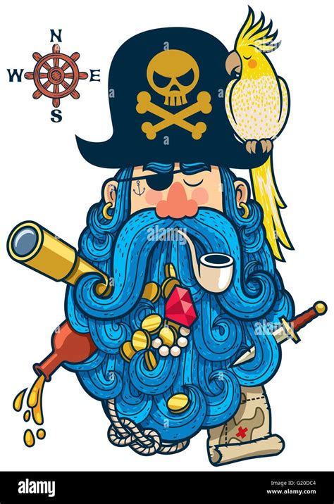 Portrait Of Cartoon Pirate With Big Beard Stock Vector Image And Art Alamy
