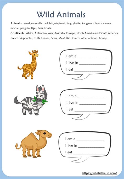 Wild Animals Worksheets For Kids 2 Your Home Teacher