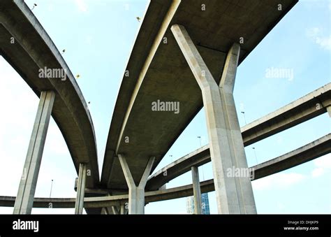 Elevated Expressway The Curve Of Suspension Bridge Thailand Stock