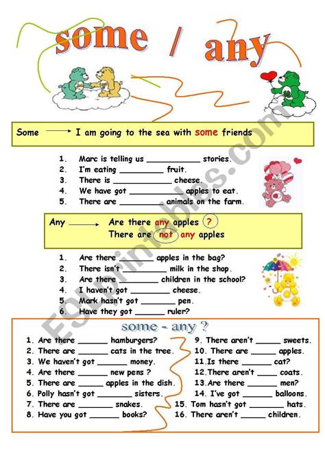 Some Any ESL Worksheet By Anestis