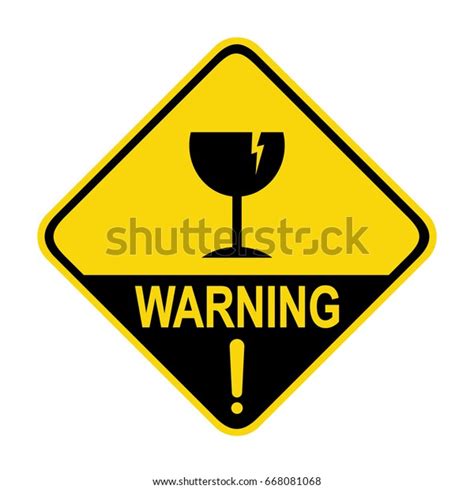 Warning Broken Glass Sign Symbol vector de stock libre de regalías