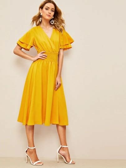 Search 50s Shein Usa Yellow Fashion Dresses With Sleeves Neon